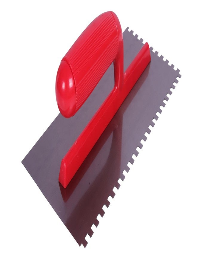 Facile® 6mm Carbon Notch Trowel with Open Handle - 280 x 130 mm Carbon Steel Tiling Tool - Square Notch Durable Adhesive Spreader for Wall & Floor - Lightweight Construction Tool - Image 1